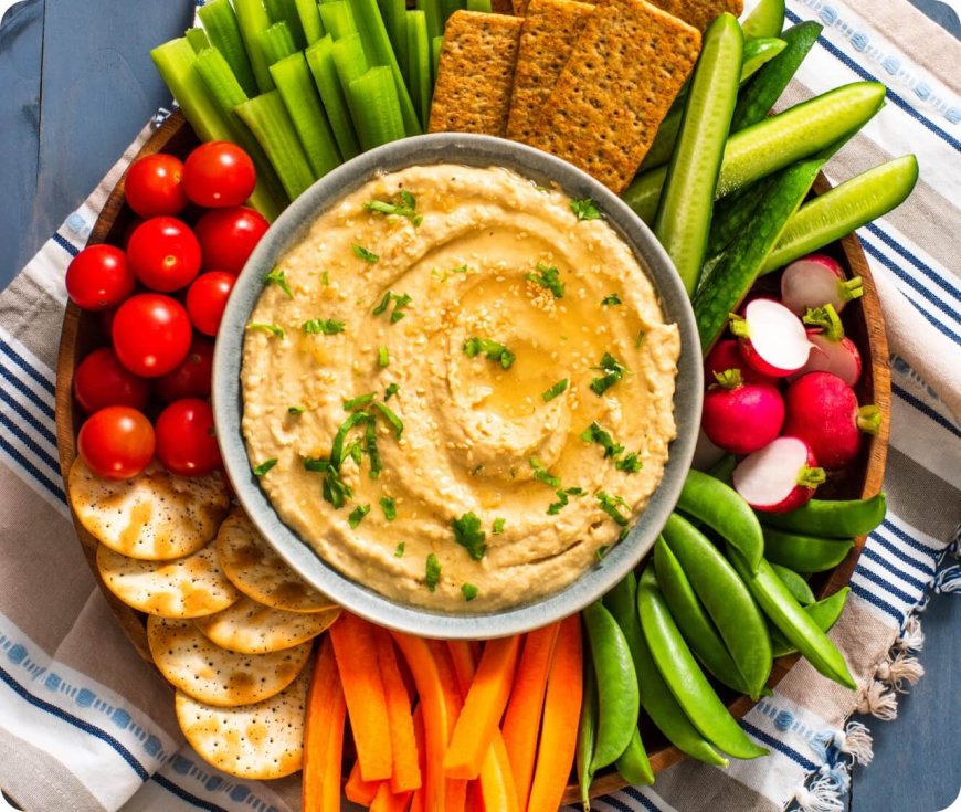 Hummus zöldséges rudakkal